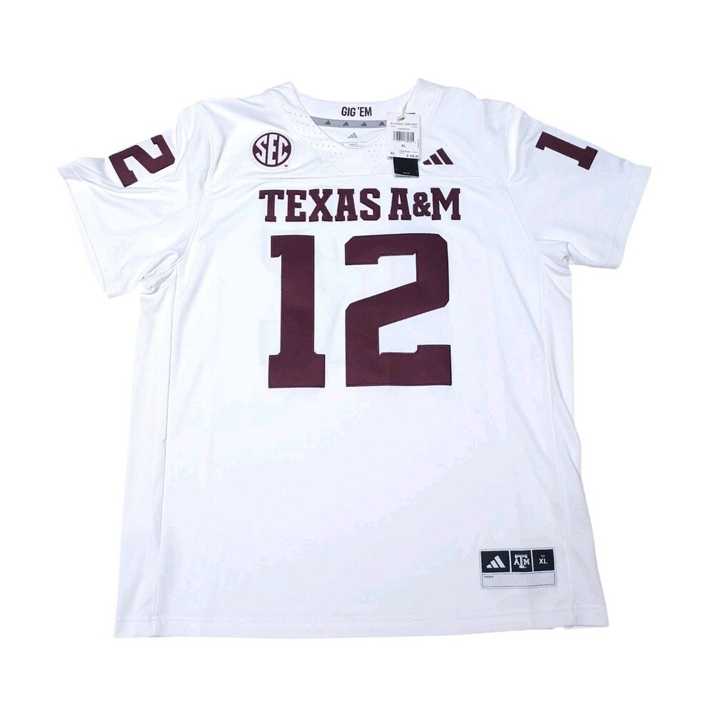 Adidas Texas A&M Aggies Premier Away Football Jersey White Size Mens XL $130